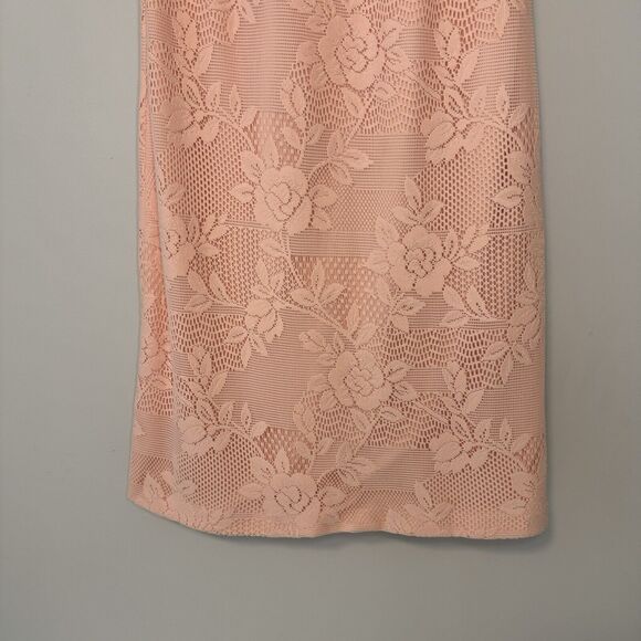 Karl Lagerfeld Size 4 Women's Peach Pink Sleeveless Lace Shift Dress Floral NWT - Picture 4 of 11